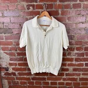 Spier & Mackay Polo Shirt Mens Large White 100% Cotton Knit Sweater Lightweight